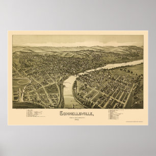 Poster Connellsville, carte panoramique de PA - 1897