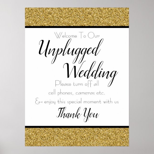 Poster Connexion Mariage Gold Faux Parties scintillant dé (Devant)