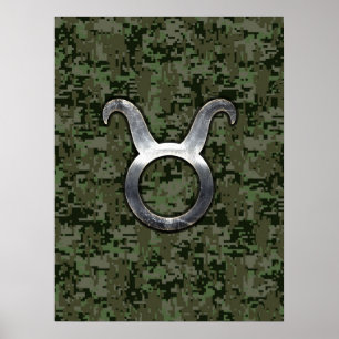 Poster Connexion Taurus au Camouflage numérique vert Wood