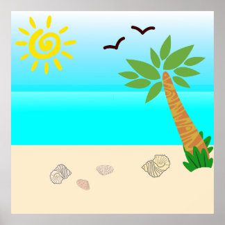 Poster conque sur l'affiche de la plage