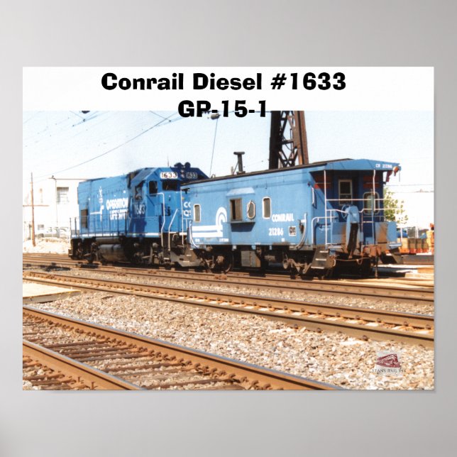 Poster Conrail Diesel #1633 GP-15-1 et caboose (Devant)