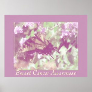 Poster Conscience de cancer du sein - papillon de