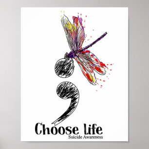 Poster Conscience du suicide de la vie libellule colorée