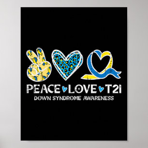 Poster Conscience du syndrome de Down Peace Love T21 Wdsd