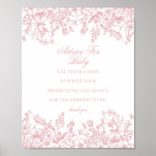 Poster Conseil Chinoiserie rose pour le jeu Baby shower