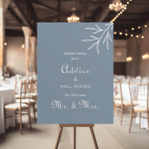 Poster Conseil et souhaits de Mariage bleu Dusty