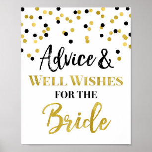Poster Conseil Gold Black Confetti pour le signe de marié