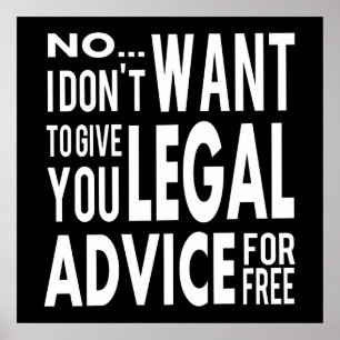 Poster Conseil juridique gratuit - Citation d'avocat amus