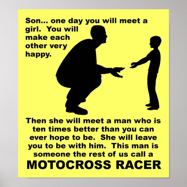 Poster Conseil Paternel Motocross Dirt Bike Symbole Drôle (Devant)