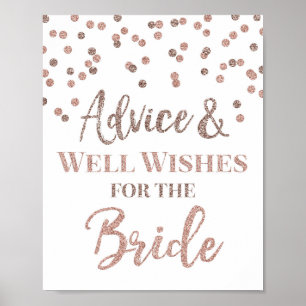 Poster Conseil rose Gold Confetti pour le signe de mariée