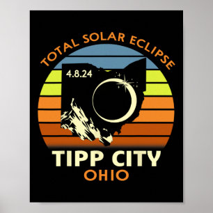 Poster Conseil Ville Ohio Total Solaire Eclipse 2024
