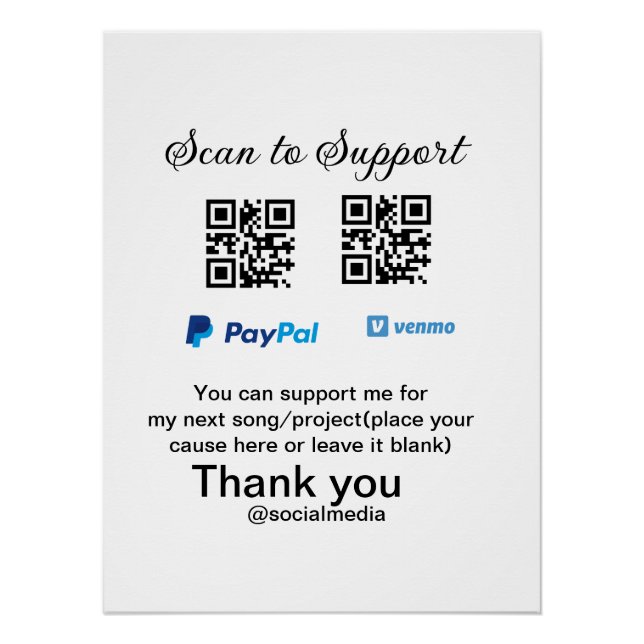 Poster Conseil virtuel jar q r code argent don PayPal ven (Devant)
