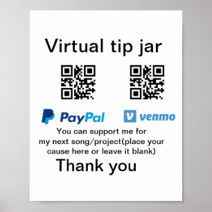 Poster Conseil virtuel jar q r code argent don PayPal ven