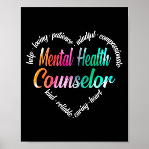 Poster Conseiller de santé Cœur Nuage de mots Aquarelle A
