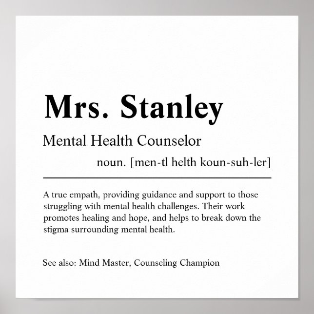 Poster Conseiller en santé mentale Cadeau personnalisé (Devant)