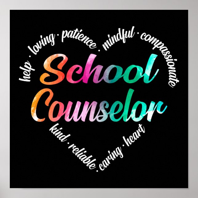 Poster Conseiller scolaire Mot de coeur Nuage Aquarelle (Devant)