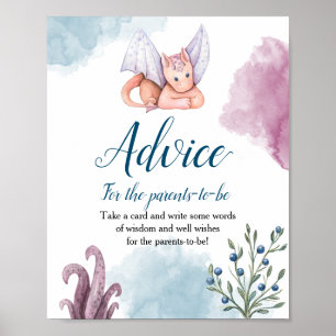 Poster Conseils de Baby shower Dragon pour les parents à 