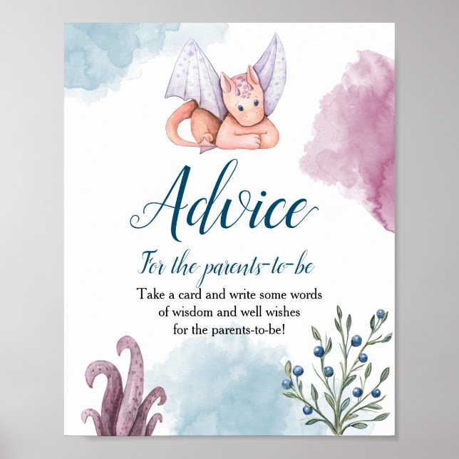 Poster Conseils de Baby shower Dragon pour les parents à  (Devant)
