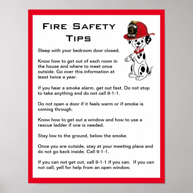Poster Conseils de sécurité sur le feu de chien dalmate (Devant)