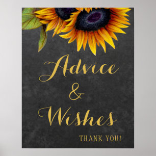 Poster Conseils de tournesol rustique et signe mariage de