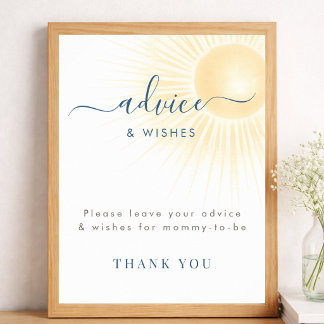Poster Conseils de voeux de fête de Baby Shower de soleil