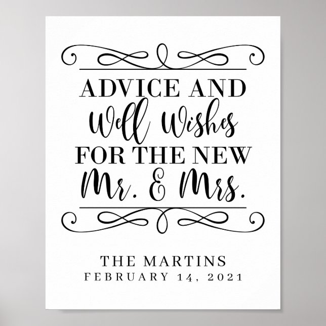 Poster Conseils et bien souhaite Poster/Signer Mariage (Devant)