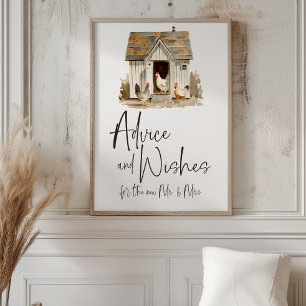 Poster Conseils et vœux de mariage de poulet de ferme de 