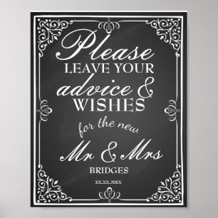 Poster Conseils pour le panneau de mariage et vœux de bon