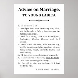 Poster Conseils Sur Le Mariage À La Jeune Dame | Funny fé