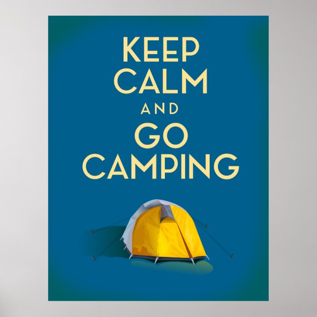Poster Conserver le calme et aller Camping imprimer vinta (Devant)