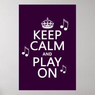 Poster Conserver le calme et jouer - notes de musique - t