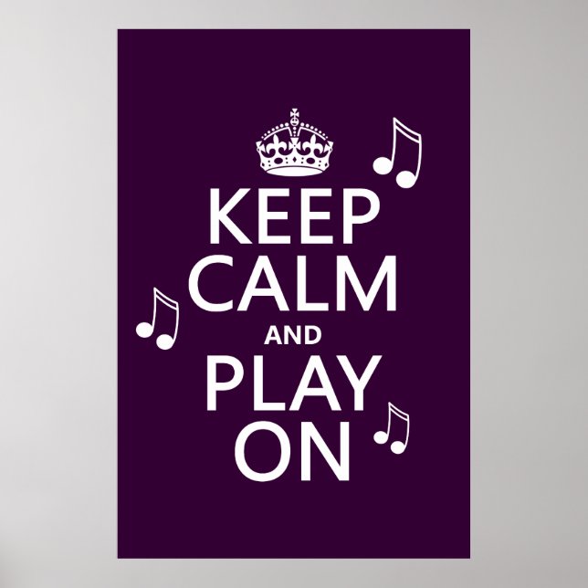 Poster Conserver le calme et jouer - notes de musique - t (Devant)