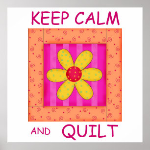Poster Conserver le calme et le bloc de fleurs appliqué d