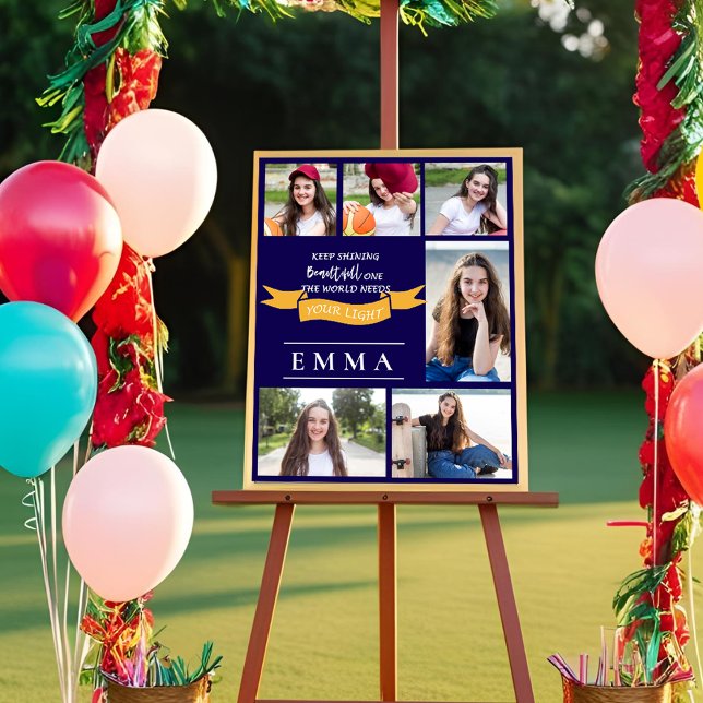 Poster Conserver une citation brillante Multi Photo Gradu (Keep Shining Quote Multi Photo Graduation Photo Poster)