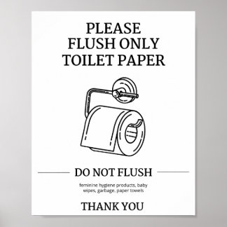 Poster Consigne de n'utiliser la chasse d'eau que pour le