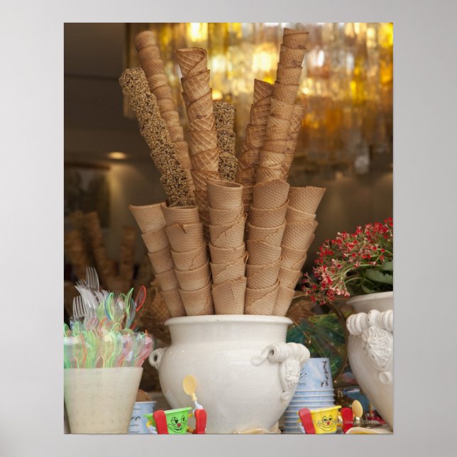 Poster Consignes de gelato crème glacée dans la vitrine (Devant)