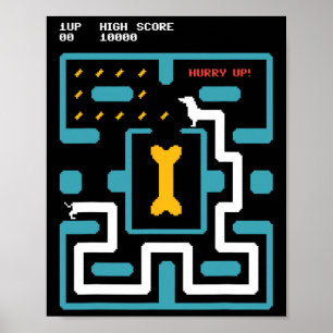 Poster Console de jeux vidéo rétro Chien de jeu vidéo des