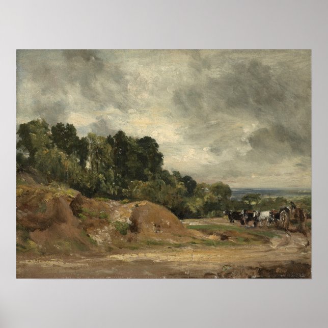 Poster Constable - Bancs de sable et une charrette et des (Devant)