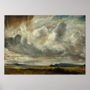 Poster Constable - Étude de nuages au-dessus d'un paysage