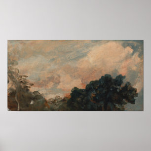 Poster Constable - Étude de nuages avec des arbres