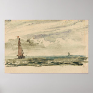 Poster Constable - Un paysage marin avec deux voiliers