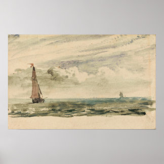 Poster Constable - Un paysage marin avec deux voiliers