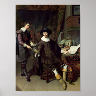 Poster Constantijn Huygens et son greffier, 1627