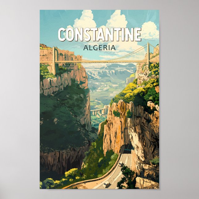 Poster Constantine Algérie Travel Art Vintage (Devant)