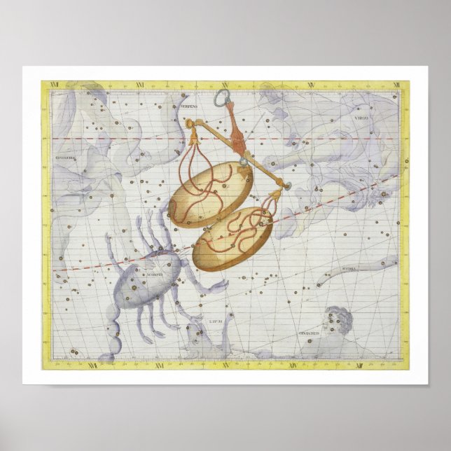 Poster Constellation de Libra, plaque 7 de 'Atlas Coeles (Devant)