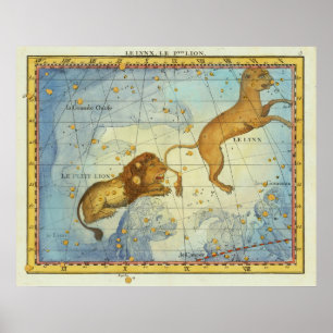 Poster Constellation Lion Vintage