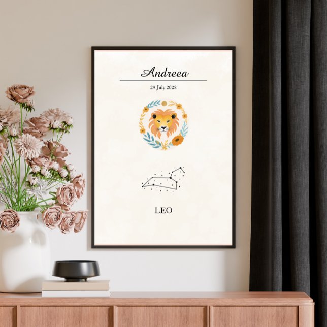 Poster Constellation personnalisée du Lion Bohème Zodiaqu (Créateur téléchargé)