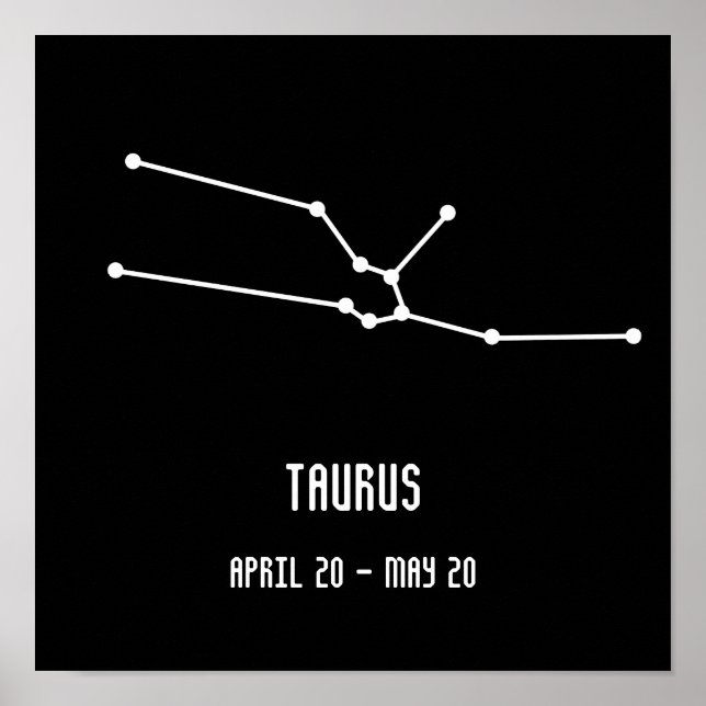 Poster Constellation simple de taurus noir et blanc (Devant)
