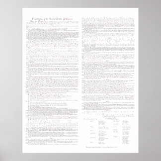 Poster Constitution américaine Typescript parchemin, Mauv