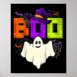 Poster Construction de briques Boo Halloween Ghost Witch